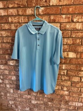 Size Large Ben Hogan Light Blue Men's Polo Shirt - Classic Short Sleeve